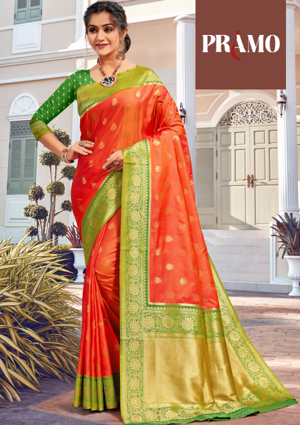 Orange Color Paithaini Pallu Pure Silk Handloom Saree With Pure Soft Silk  Jari Saree - DWITI CREATION - 4081554
